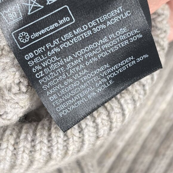 H&M Rib Knit Wool Button Front Loose Oversized Fit Cardigan Sweater Top Taupe - Picture 8 of 8